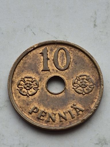 10 пенни Финляндия 1942 года. Монета не чищена. 45196