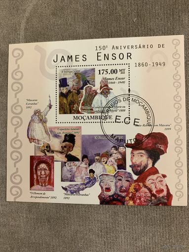 Мозамбик 2010. Искусство James Ensor 1860-1949. Блок