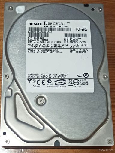 Проблемный Hitachi 500 Gb. Sata 3,5' жесткий диск. Винчестер гб 500Gb 500гб