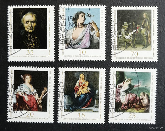 ГДР 1976 г. Живопись Дрезденской галереи. Культура. Искусство, полная серия из 6 марок #0174-И1P18