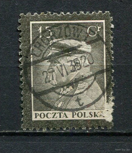 Польша - 1935 - Маршал Пилсудский 5Gr - (есть тонкое место) - [Mi.294I] - 1 марка. Гашеная.  (Лот 62Fv)-T25P33