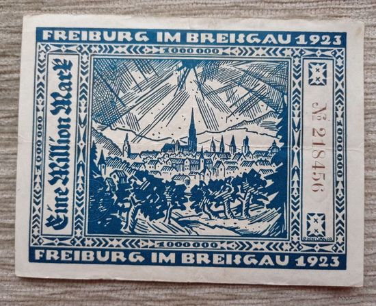 Werty71 Германия Веймар 1000000 марок 1923 банкнота 1 миллион гроссгельд Фрайбург Брайсгау