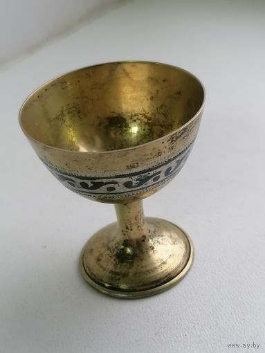 Рюмка серебро 875 пробы СССР, чернь, позолота, торги с Рубля