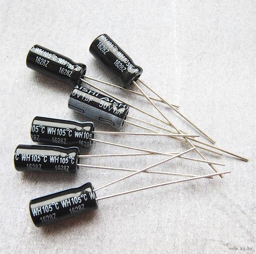 1 мкФ - 50 В ((Цена за 182 шт)) 105с. Электролиты. Электролитические конденсаторы. 1мкФ 50В