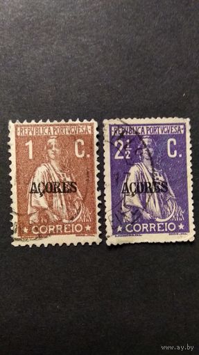 Португалия \762фе\Азоры Азорские острова. 1912\1918. Богиня Церера. Надпечатка.