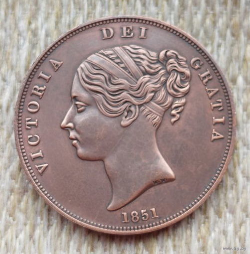Великобритании 1 пенни 1851 года. Королева Виктория. Британия. Предложи свою цену или обмен!