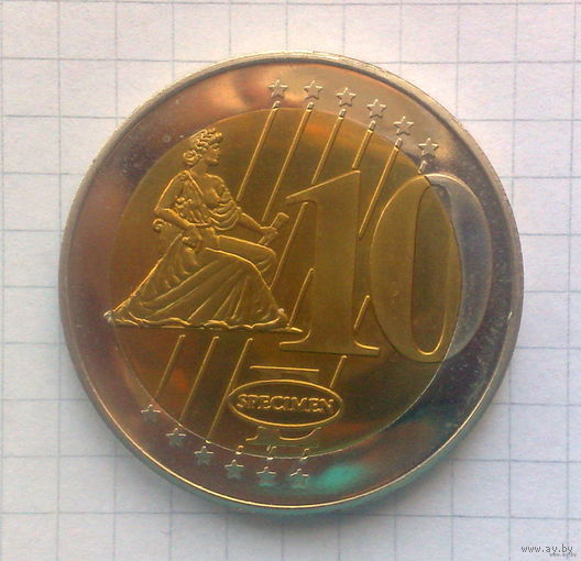 Ватикан 10 евро 2006г. -образец-