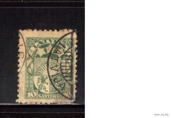 Латвия-1927 (Мих.119)  гаш. , Стандарт, Герб,  ВЗ -5("свастика")