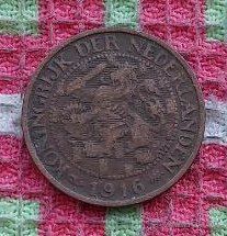 Нидерланды 1 цент 1916 года. Королева Вильгельмина.
