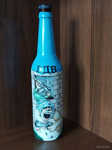 Бутылка 0,5 л. Эксклюзивная работа, РУЧНАЯ РОСПИСЬ. Другой ТАКОЙ - просто НЕТ!!! ДЛЯ НАСТОЯЩИХ ДЕСАНТНИКОВ. ЗА ВДВ!!!