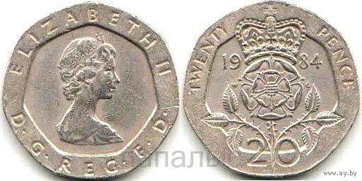 Великобритания 20 пенсов 1984, 1990 - на выбор