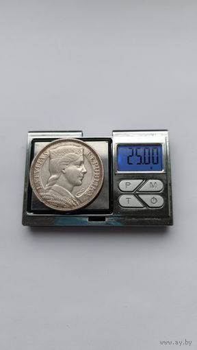 5 лат 1931 года. Латвия. Серебро 835. Монета не чищена. 11
