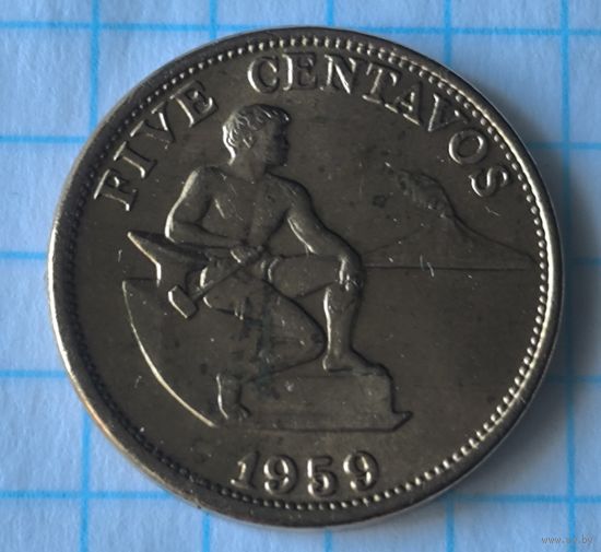 ФИЛИППИНЫ  5 СЕНТАВО 1959 ГОД