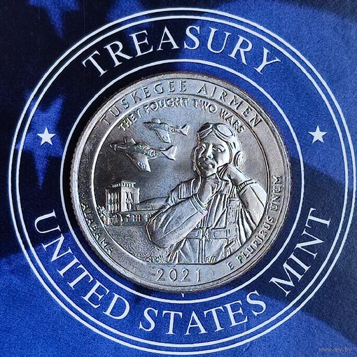 США 25 центов 2021г. (D). Пилоты из Таскиги.