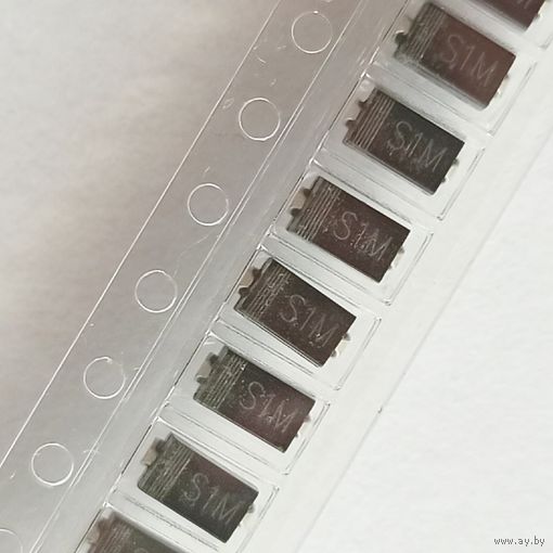 S1M ((цена за 100 шт)) 1А, 1000В. Диод выпрямительный. Аналоги: M7, SMA4007, GS1M. SMA DO-214AC