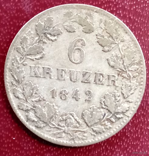 Вюртемберг 6 крейцеров 1842