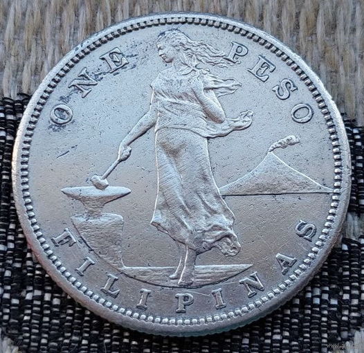 Американские Филипины 1 песо 1908 года, S. Редкая! Серебро! Сторгуй за свою цену, предложи обмен!