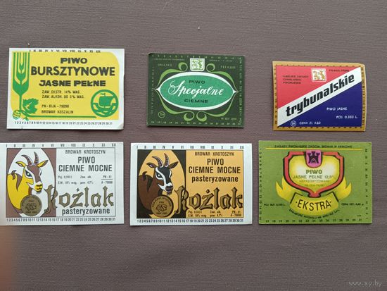 Польские пивные этикетки, цена за одну шт., см. все фото и описание лота, ю-905-9 (3533)