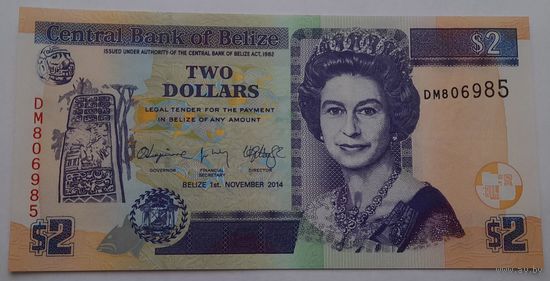 Белиз 2 доллара 2014 года UNC