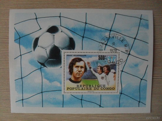 М-4. БЛОК. РЕСПУБЛИКА КОНГО. ФУТБОЛ. 1978 Г. ФРАНЦ БЕКЕНБАУЕР.