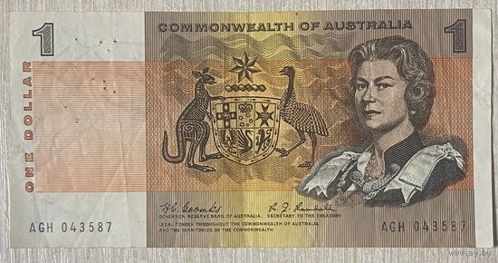 Банкнота 1 доллар. 1974-1983 год, Австралия.