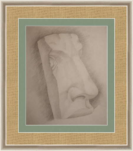 Рисунок, карандаш, часть лица 90-е