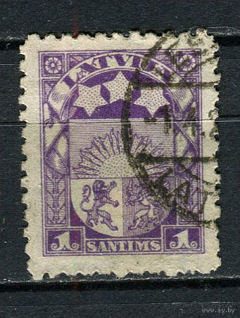 Латвия - 1923/1925 - Герб 1S - [Mi.89] - 1 марка. Гашеная.  (Лот 77EL)-T2P18