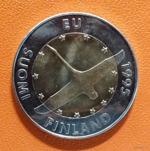 Финляндия 10 марок, 1995 г., Вступление Финляндии в Европейский союз, KM# 82