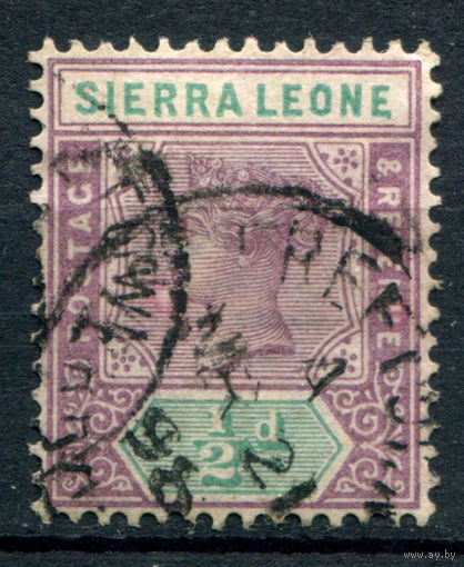 Британские колонии - Сьерра-Леоне - 1896/97г. - королева Виктория, 1/2 P - 1 марка - гашёная [Mi 24]. #4-B5-130-A-1