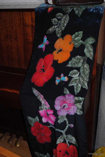 Авторский шарф в ед./экз.-100%Silk-Ручная роспись по батику-"В РАЮ"-автор Рукавицина А.А./Такой будет только у Вас!