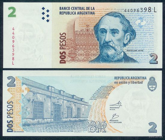 Аргентина, 2 песо 2002 год. UNC