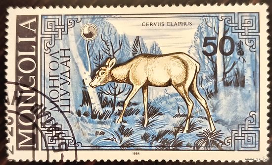 Монголия 1984. Лесной олень. Cervus Elaphus. Марка из серии