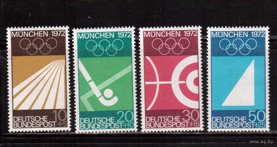 Германия(ФРГ)-1969,(Мих.587-590), *(след от накл.) ,Спорт, ОИ-1972