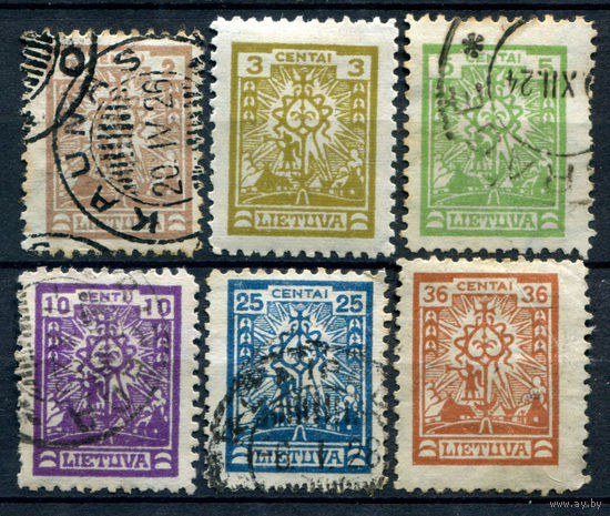 Литва - 1923г. - стандартный выпуск - 6 марок - полная серия, гашёные, чистые [Mi 209-214]. #1-Li-18-A-2