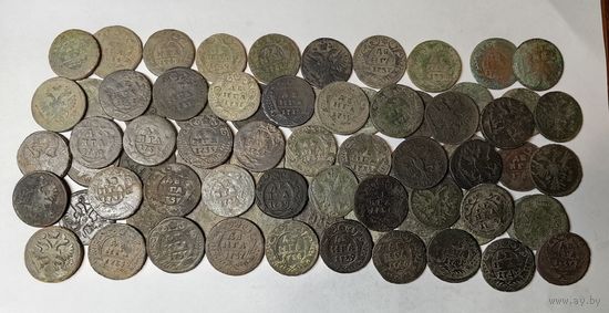 Лот монет РИ. Деньга. 90 шт. 660 гр