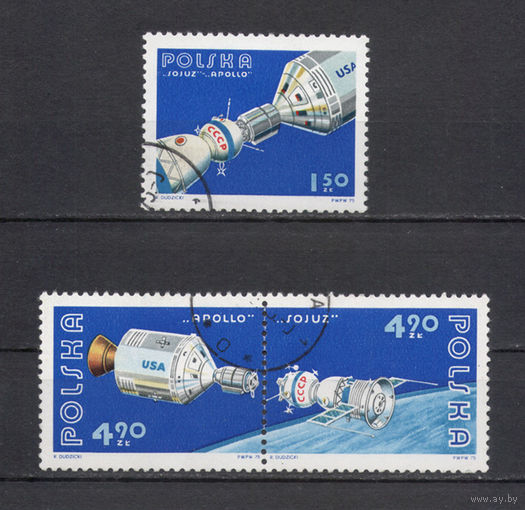 Польша.1975.Космический полёт "Союз-Аполлон" (полная серия 3 марки)