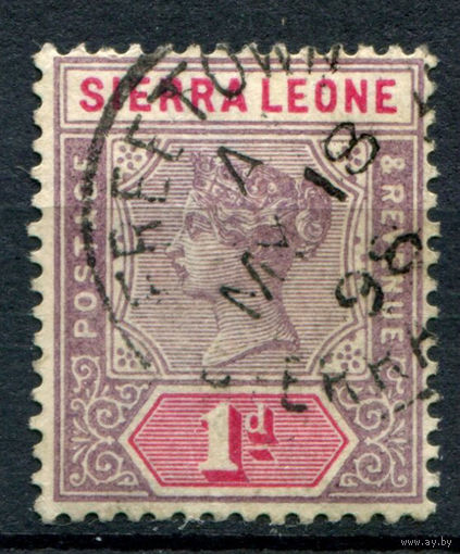 Британские колонии - Сьерра-Леоне - 1896/97г. - королева Виктория, 1 P - 1 марка - гашёная [Mi 25]. #4-B5-130-A-1