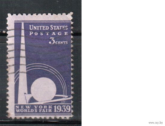 США-1939, (Мих.448), гаш.   , Всемирная выставка в Нью-Йорке (одиночка)(3)