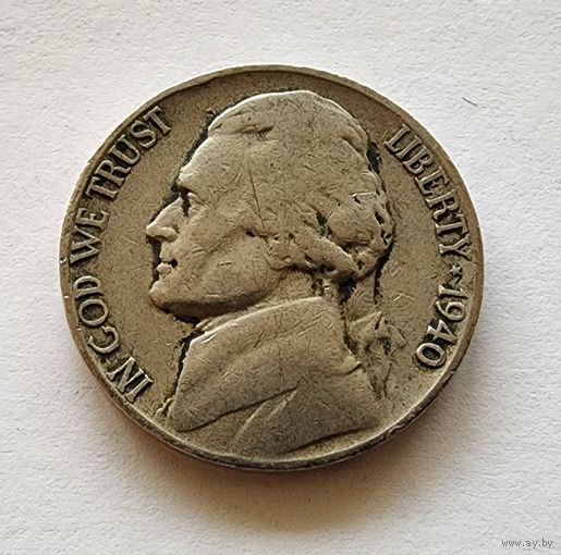 США 5 центов, 1940 Отметка монетного двора: "D"