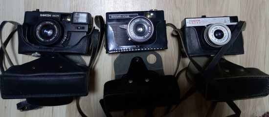 Фотоаппараты Эликон.Вилия.Смена.Взводятся.Щелкают.