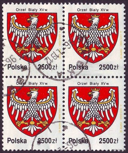 История белого орла, герба Польши 1992 год квартблок