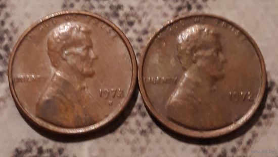 1 цент 1972 D + P СШA
