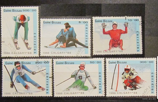 Спорт. Зимняя олимпиада. Калгари 1988 г.  Гвинея Бисау. Серия 6 м. гаш.