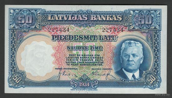 Латвия 50 лат 1934 года. Тип Р-20. Состояние UNC-