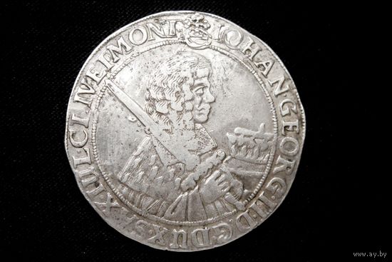 Талер 1656 г. Саксония (Германия), Иоганн Георг II. Кабинетная патина, пореже!