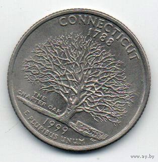 СОЕДИНЁННЫЕ ШТАТЫ АМЕРИКИ 1/4 ДОЛЛАРА 1999 D. ШТАТ КОННЕКТИКУТ