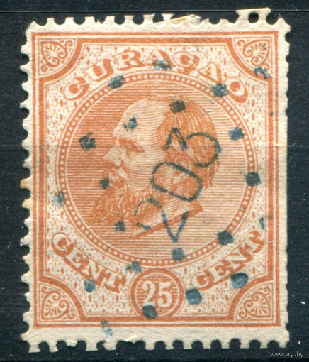 Нидерландские колонии - Кюрасао - 1876/89г. - король Вильгельм III, 25 с - 1 марка - гашёная. #3-WB-69-A-1
