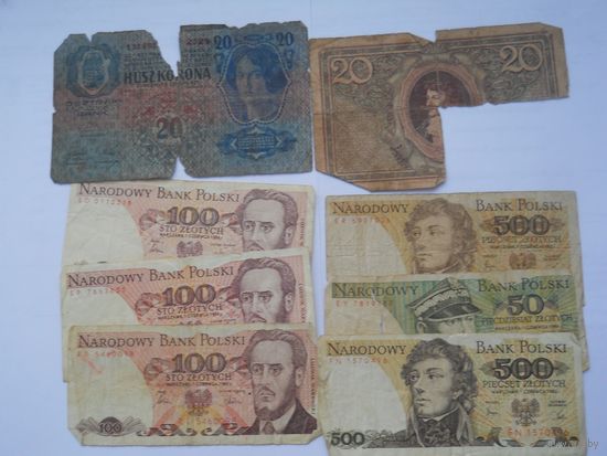 20 крон 1913, 20 билет польский,Набор злотых 1980-х