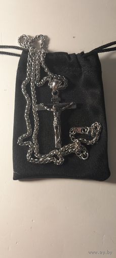 Цепочка с крестиком. Новая. Сталь с покрытием GP 1166