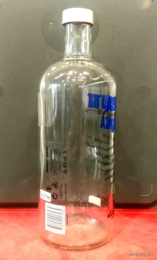 Бутылка от Водки ABSOLUT * АБСОЛЮТ * Швеция * с Пробкой * объём 1 литр * высота 28 см * диаметр 8.5 см * (3)